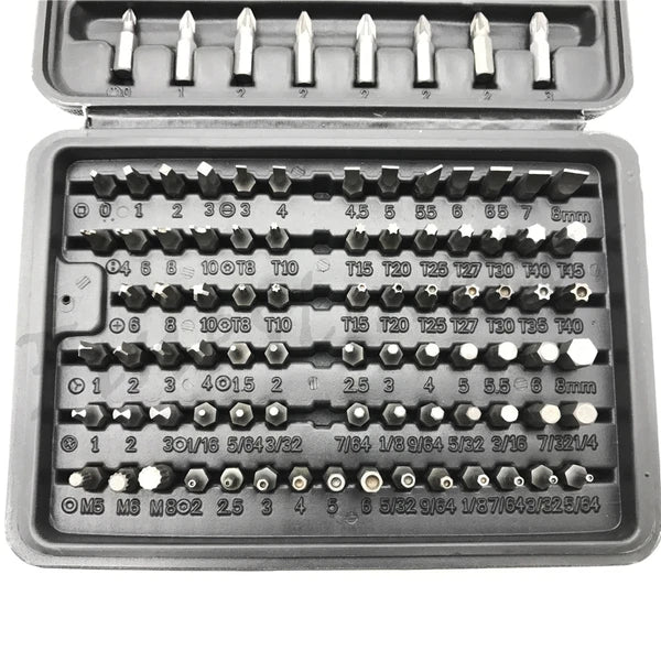 100Pcs 1/4" Torx Hex Torq Security Bit Set Tamper Proof Case Screwdrivers Bits