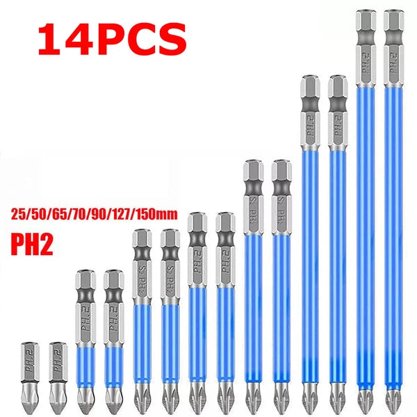 7~21 Magnetic screwdriver bit Bits set PH2 Anti-slip Hex Shank Screw Cross Head