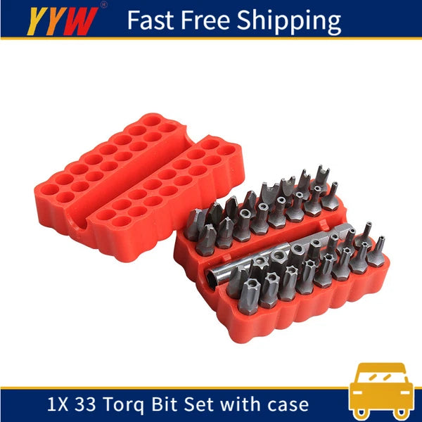 33-Pc Torx/Hex/Screwdriver Bit Set w/Magnet & Case - CR-V Steel