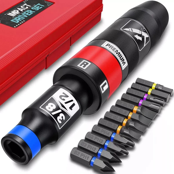 1/2" Hand Manual Reversible Driver Set, 13 PCS Screwdriver Kit, S2