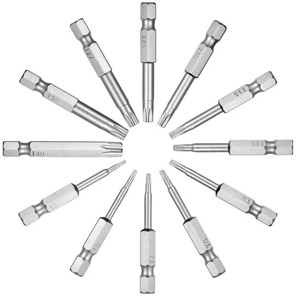 12x Tamper Proof Star Impact Driver Bit Set Security Screwdriver Bits Hex Shank