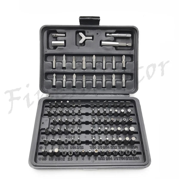 100Pcs 1/4" Torx Hex Torq Security Bit Set Tamper Proof Case Screwdrivers Bits
