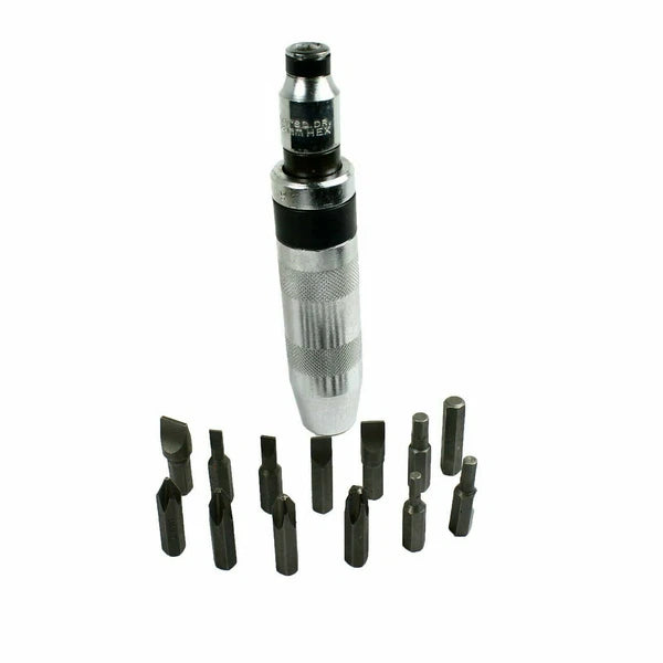 14PCS Impact Screwdriver Set Reversible Shock Screw Driver Chisel Bits Tools Kit