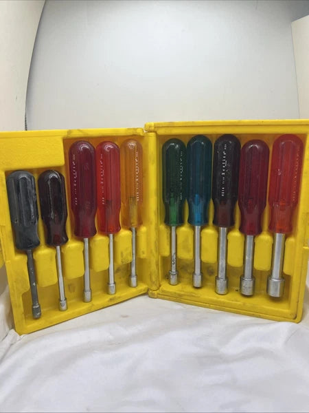 XCELITE Cooper Tools 10 PC Standard Hollow-Shaft Nutdriver Set HS-6-18 NOS USA