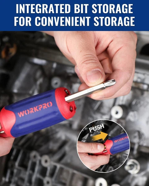 12-in-1 Ratcheting Multi-Bit Screwdriver Set Quick-Load Handle Home DIY