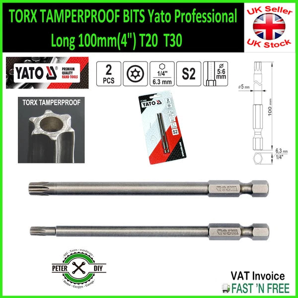 TORX TAMPERPROOF BITS Yato Professional Long 100mm(4") T10 T15 T20 T25 T27 T30