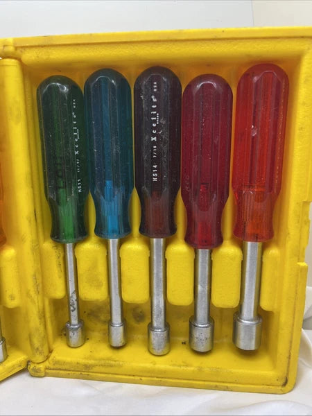 XCELITE Cooper Tools 10 PC Standard Hollow-Shaft Nutdriver Set HS-6-18 NOS USA