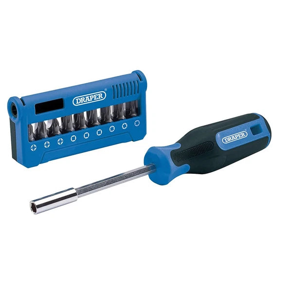 19pc Screwdriver Handle & Bit Set PZ PH TX Magnetic Holder + Case Draper 04497