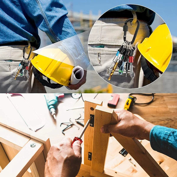 7-21x 1/4" Hex Shank Quick Release Keychain Screwdriver Drill Bit Holder Bit Set