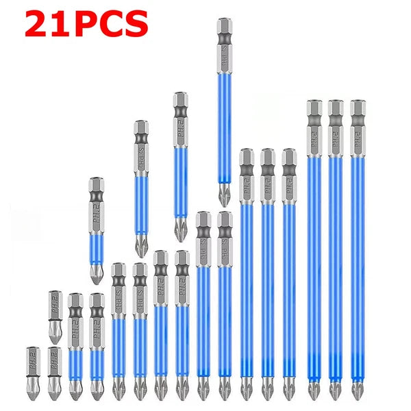 7~21 Magnetic screwdriver bit Bits set PH2 Anti-slip Hex Shank Screw Cross Head