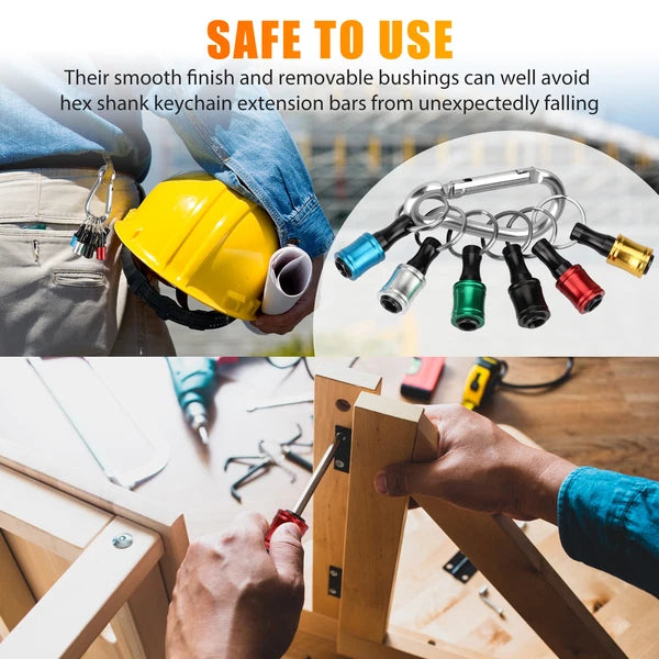 7Pcs 1/4" Hex Shank Quick Release Keychain Screwdriver Drill Bit Holder Bits Set