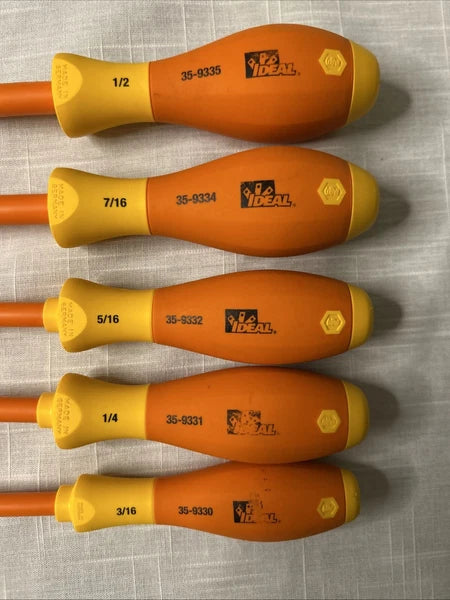 IDEAL Electrical 35-9330-31,32,34,35, 5 Pc. SAE Insulated Nut Driver Set Germany
