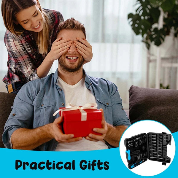 63-Piece Screwdriver Bit Set with Ratchet Wrench & Magnetic Home Repair Kit