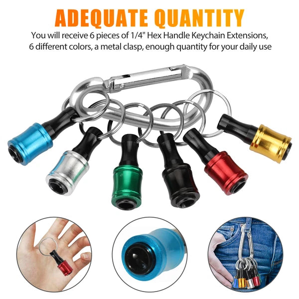 7Pcs 1/4" Hex Shank Quick Release Keychain Screwdriver Drill Bit Holder Bits Set